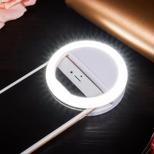 Brand New White Portable Clip-On Rechargeable LED Selfie Ring Light