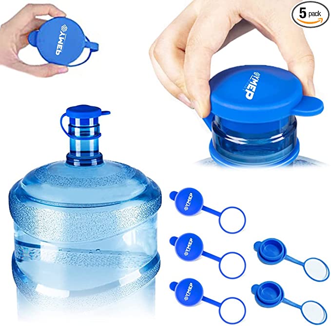 Blue Reusable, Leak-Proof and Non-Spill 3 & 5 Gallon Water Jug Cap with Loop & Water Bucket Snap on Lids Seal Cap for 55mm Bottle