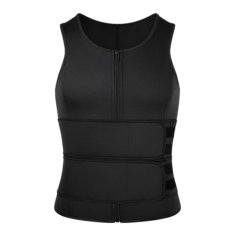 Best Sauna Waist Trainer Vest 2-in-1 Body Shaper vest with zipper, two belt for Men