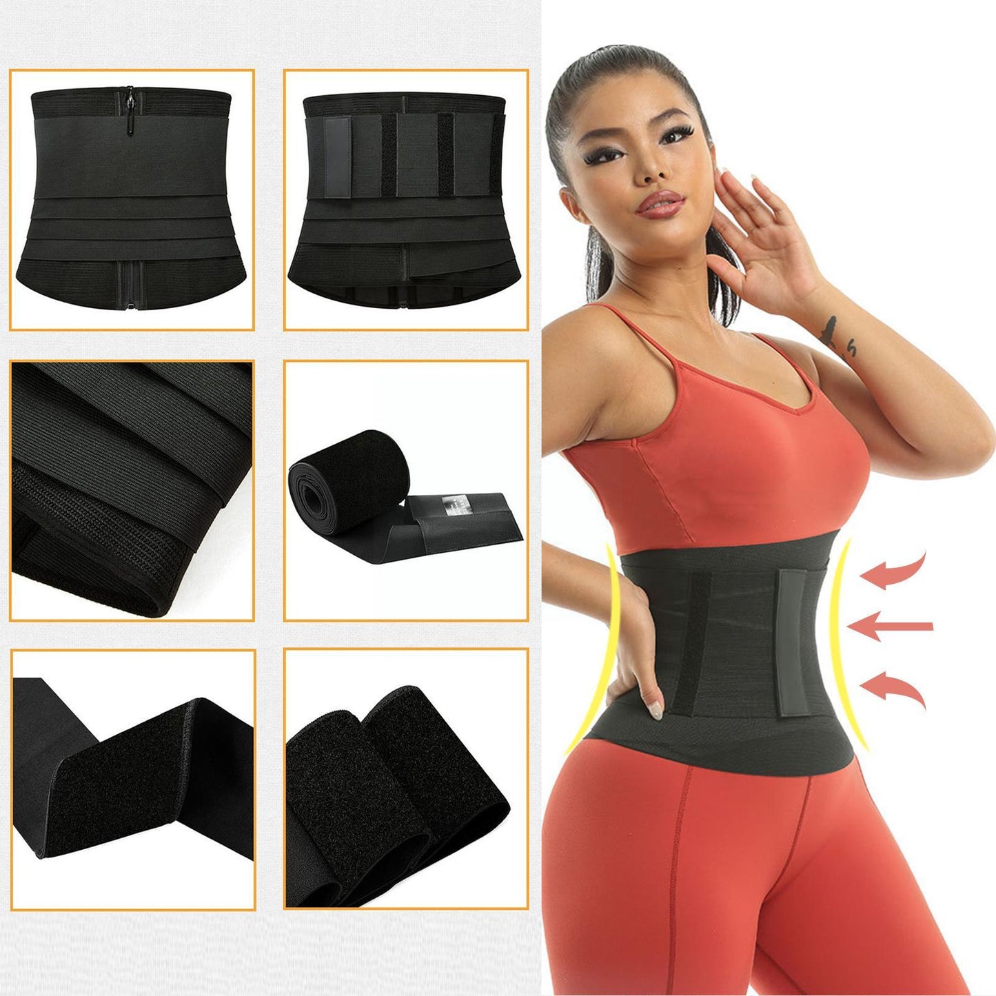 Women Waist Trainer Trimmer Belt Adjustable Belly Control Slimming Wrap Body Bands Zipper Stretch Buckle With Shaper Detach H2g0