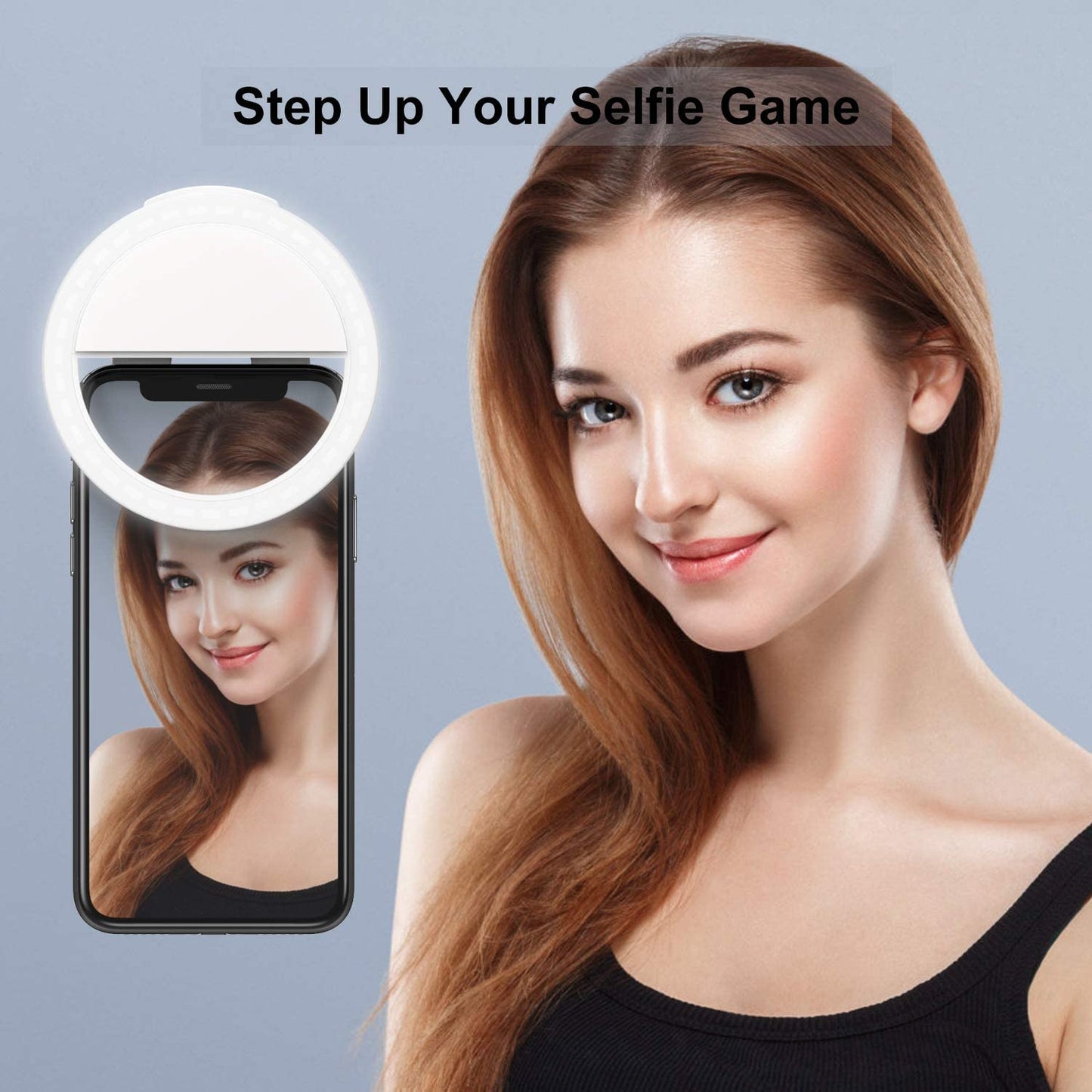 Brand New White Portable Clip-On Rechargeable LED Selfie Ring Light