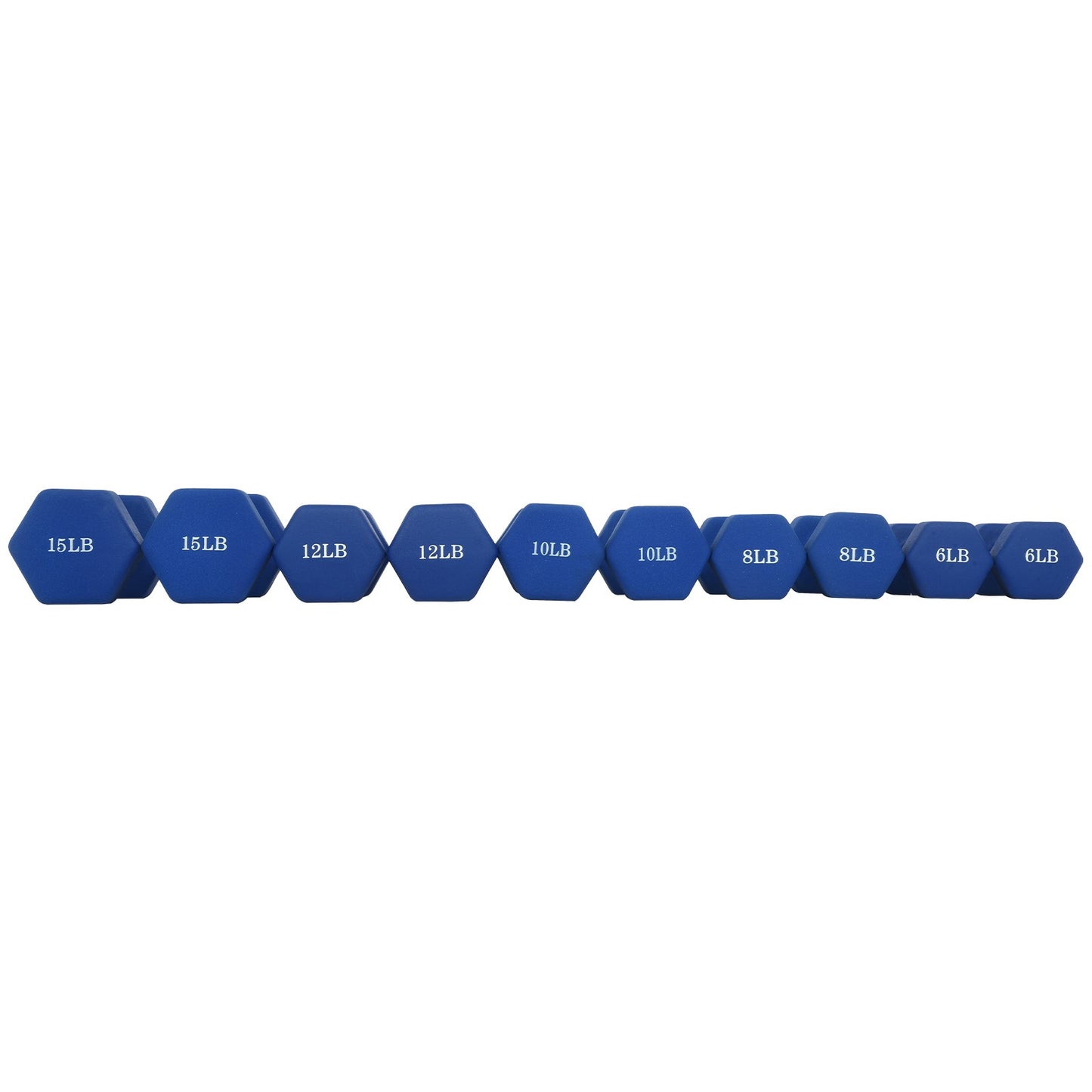A Pair Dumbbell Barbell Neoprene Coated Weights 6/8/10/12/15 Pound Blue