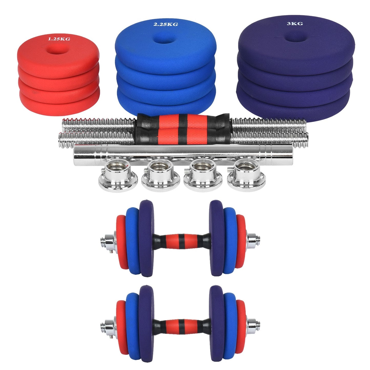 Adjustable Weights Dumbbells Set, Free Weights Set With Connecting Rod 30KG/66LB
